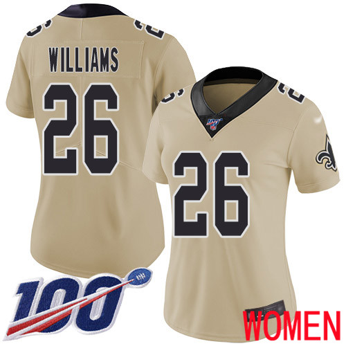 New Orleans Saints Limited Gold Women P J Williams Jersey NFL Football 26 100th Season Inverted Legend Jersey